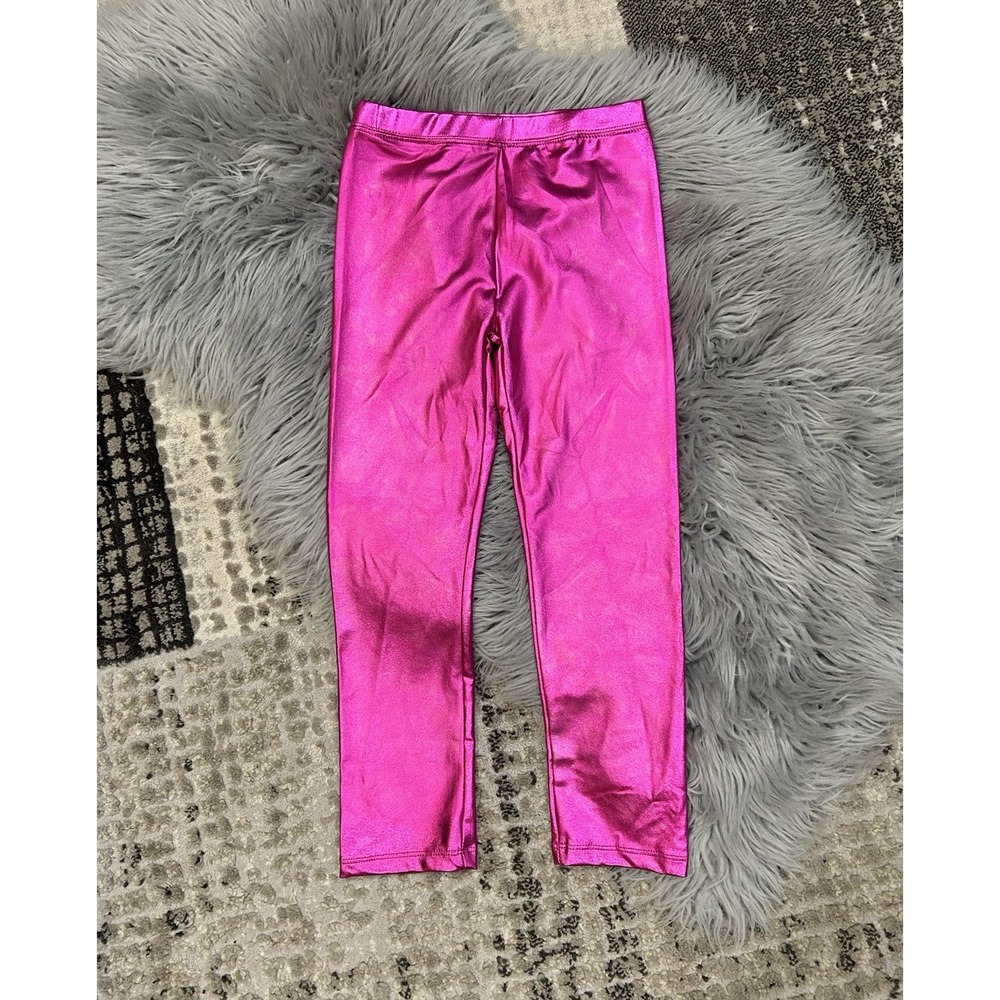 Frenchie Girls Bright Metallic Pink Leggings Size 3T NWT